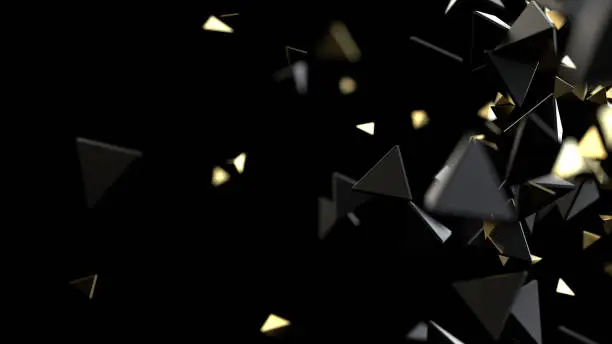 Photo of Polygonal macro particles on black background