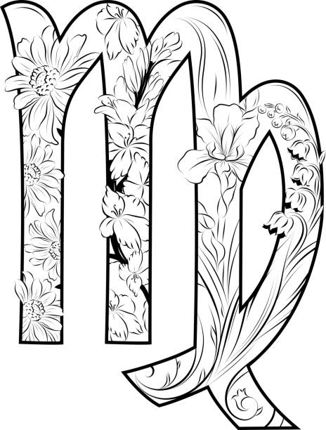 jungfrau horoskopzeichen - gladiolus flower iris design stock-grafiken, -clipart, -cartoons und -symbole