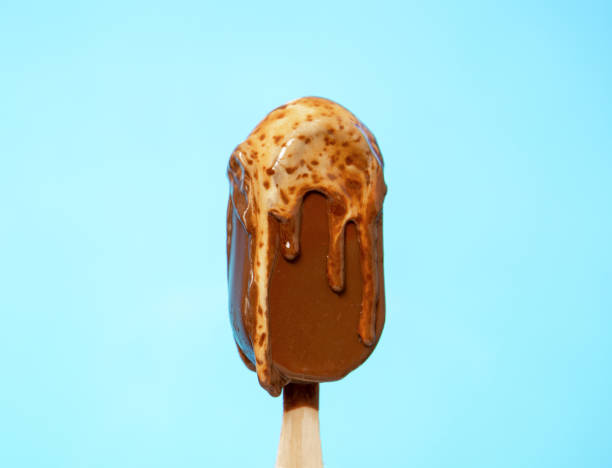melting melted chocolate ice cream in summer hot weather