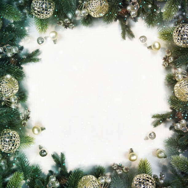 istock Christmas background with branch and ornaments 1011327312