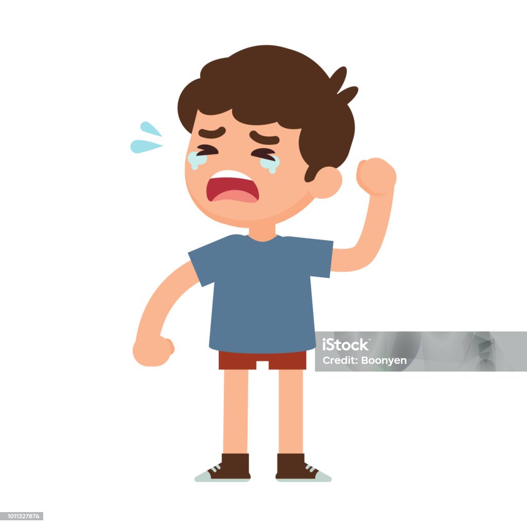 Cute Little Boy Crying Vector Illustration Stock Illustration - Download  Image Now - Child, Crying, Boys - iStock