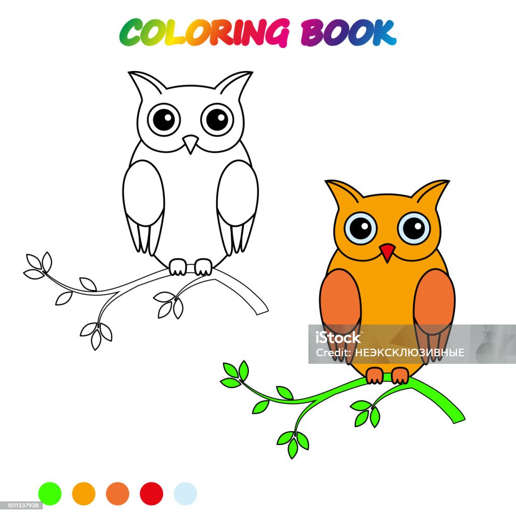 OWL   - coloring page. Worksheet. Game for kids -  coloring book.  Vector cartoon  illustration. OWL   - coloring page. Worksheet. Game for kids -  coloring book. Abstract stock vector