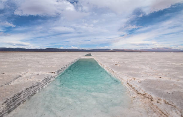 basen ze słoną wodą w salinas grandes salt flat - jujuy, argentyna - salta province zdjęcia i obrazy z banku zdjęć