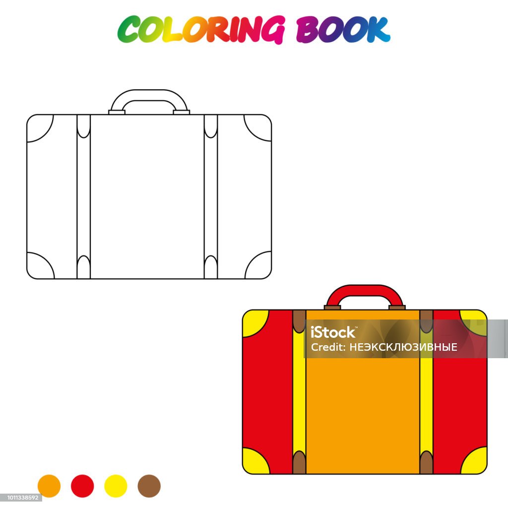 travel suitcase - coloring book. Worksheet. Game for kids -  coloring page.  Vector cartoon  illustration. travel suitcase - coloring book. Worksheet. Game for kids -  coloring page. Coloring stock vector