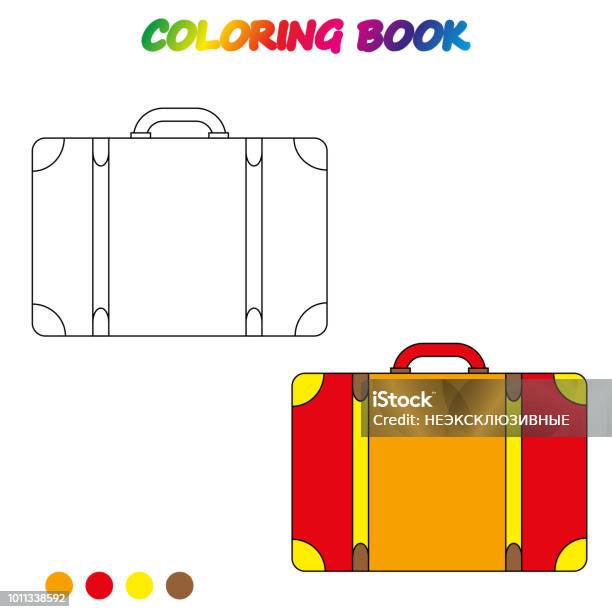 Travel Suitcase Coloring Book Worksheet Game For Kids Coloring Page Vector Cartoon Illustration Stock Illustration - Download Image Now