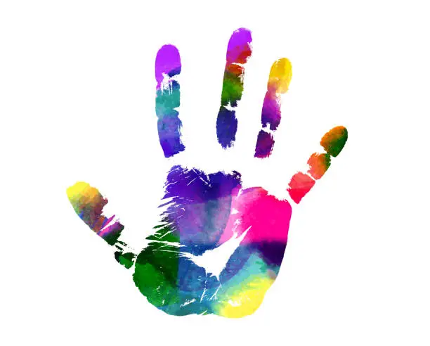 Vector illustration of Colorful Hand Print