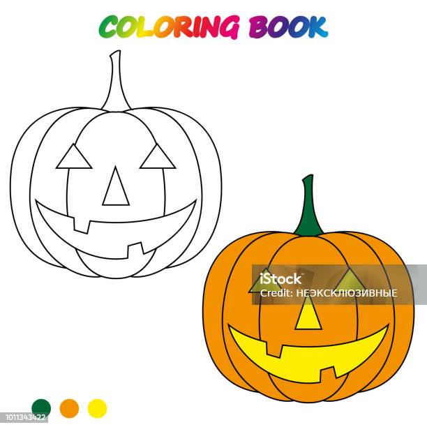 Worksheet Halloween Pumpkin Coloring Book Game For Kids Vector Cartoon Illustration Stock Illustration - Download Image Now