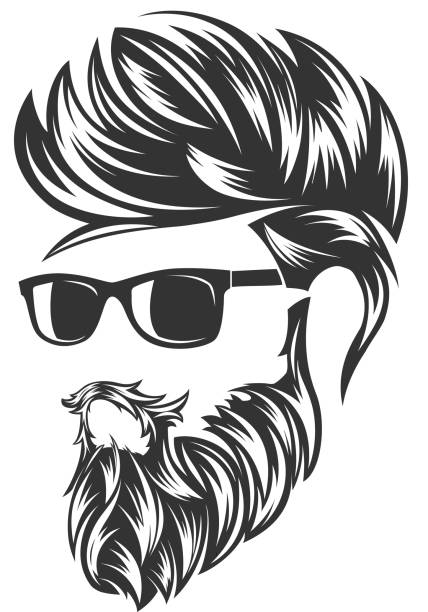ilustrações de stock, clip art, desenhos animados e ícones de mens hairstyles and hirecut with beard mustache in face - costume mustache child disguise