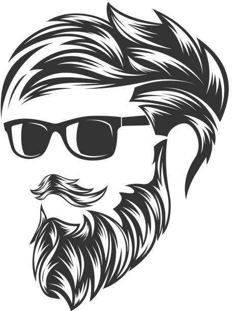 ilustrações de stock, clip art, desenhos animados e ícones de mens hairstyles and hirecut with beard mustache in face - costume mustache child disguise