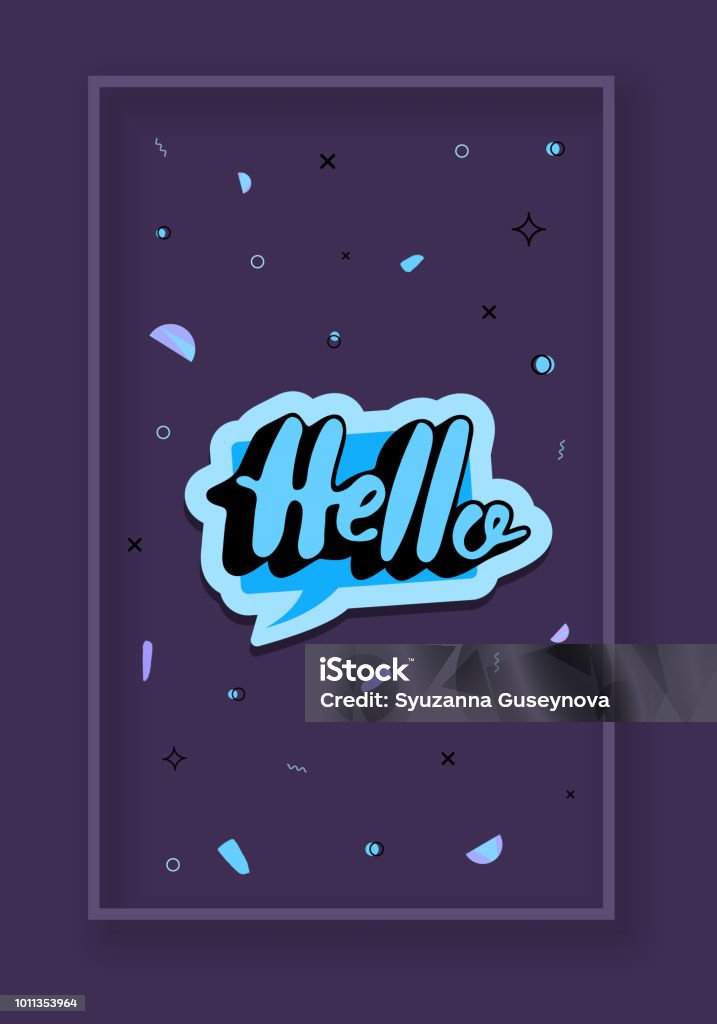 Hello Word Lettering For Banner Vector Illustration Stock Illustration ...