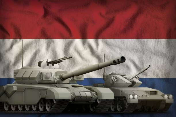 istock Netherlands tank forces concept on the national flag background. 3d Illustration 1011354156