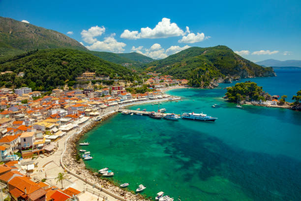 Parga town panoramic view. Popular tourist destination of Greece. Parga town panoramic view. Popular tourist destination of Greece. parga greece stock pictures, royalty-free photos & images
