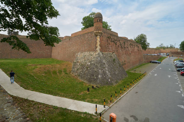 Belgrade, Serbia - May 04, 2018: View on parking lot in Belgrade fortress