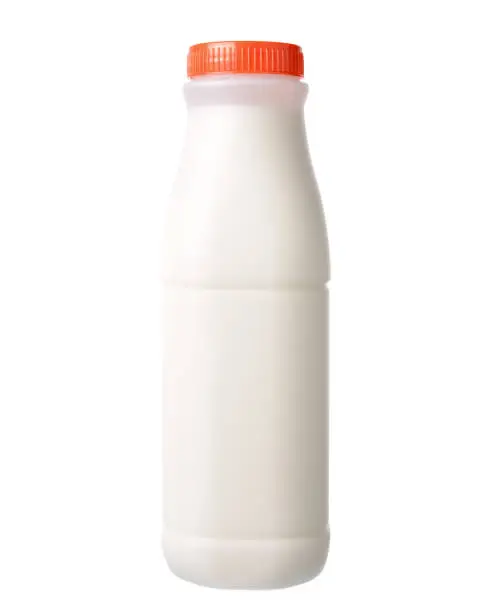 Milk in bottle., Isolated on a white background.