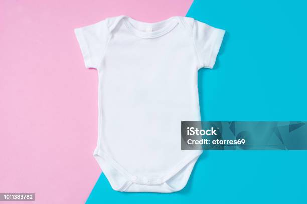 White Baby Romper Stock Photo - Download Image Now - Infant Bodysuit, Template, Pink Color