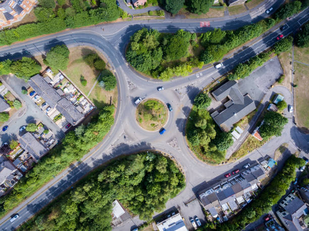 istock Aerial view of a UK roundabout 1011396392