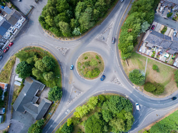 istock Aerial view of a UK roundabout 1011396542