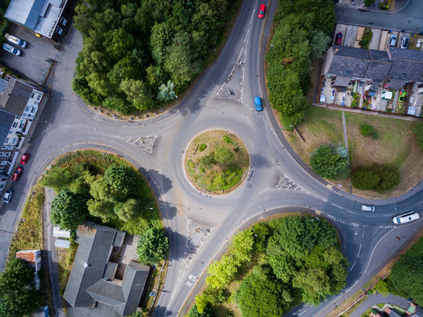 istock Aerial view of a UK roundabout 1011396556