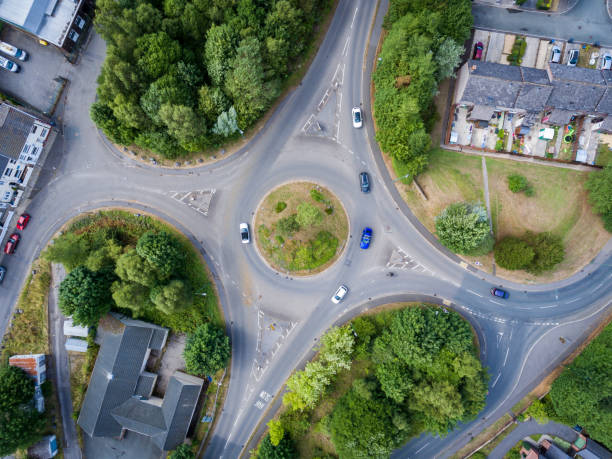 istock Aerial view of a UK roundabout 1011396568