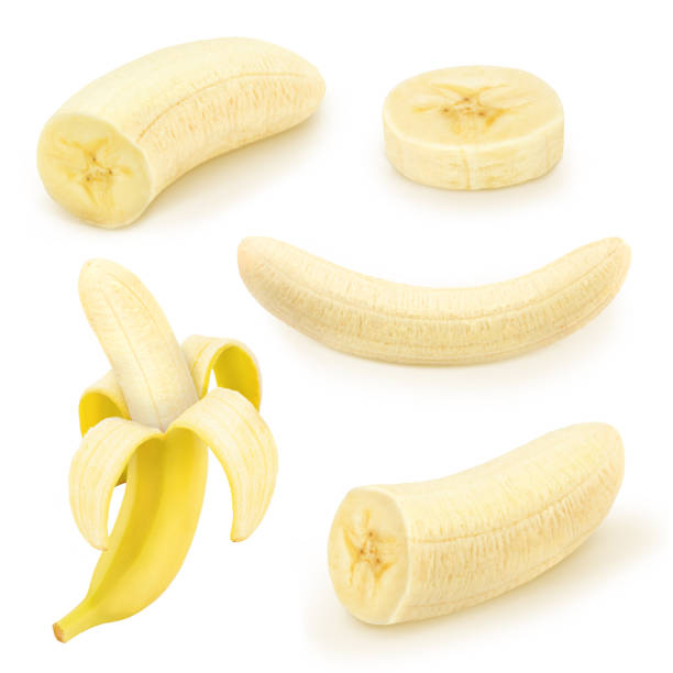 istock Set of shalled bananas isolated on a white. 1011404858