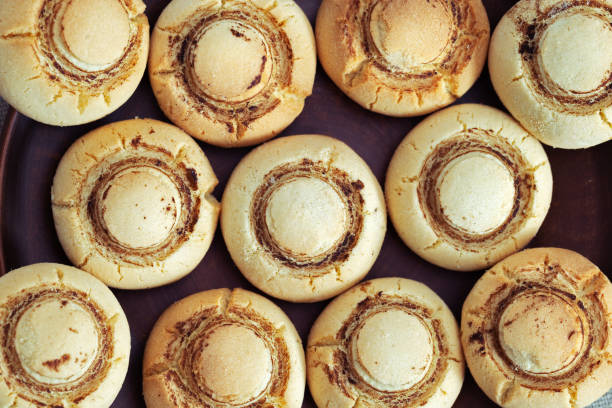 istock Shortbread cookies in form of mushrooms. 1011415712