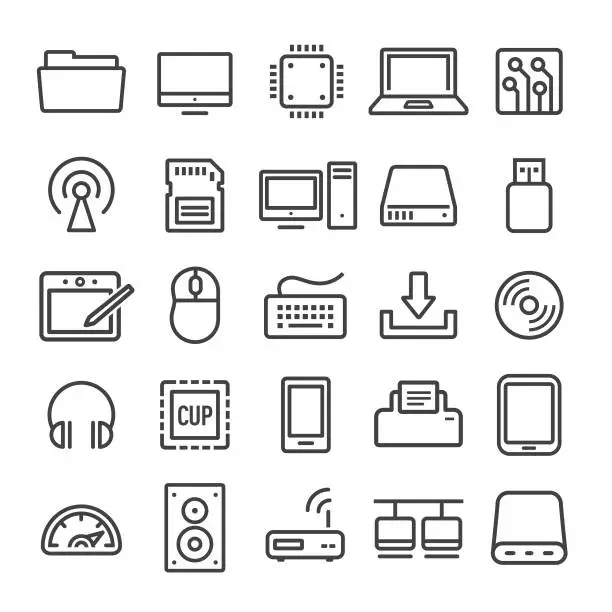Vector illustration of Computer Icons Set - Smart Line Series