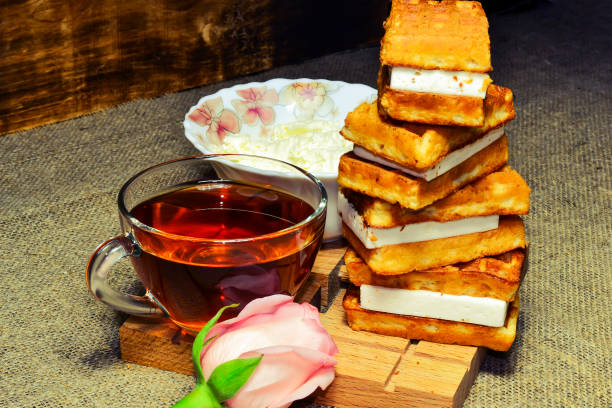 istock morning tea with roses and Breakfast 1011433382