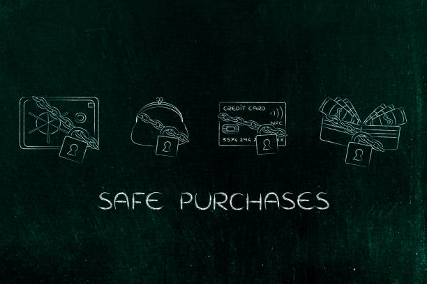 istock credit card wallet purse &safe with lock and chain 1011433566