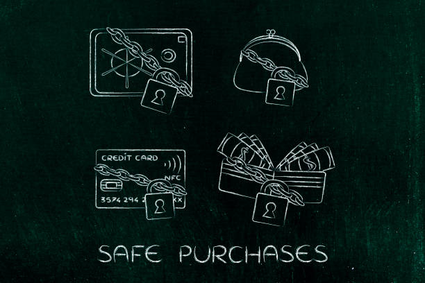 istock credit card wallet purse &safe with lock and chain 1011433990