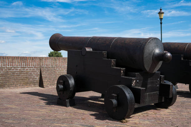 istock canon along river Bergsche Maas in Heusden, The Netherlands 1011437526