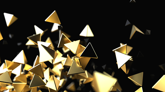 Futuristic abstract background. 3d rendering gold pyramid