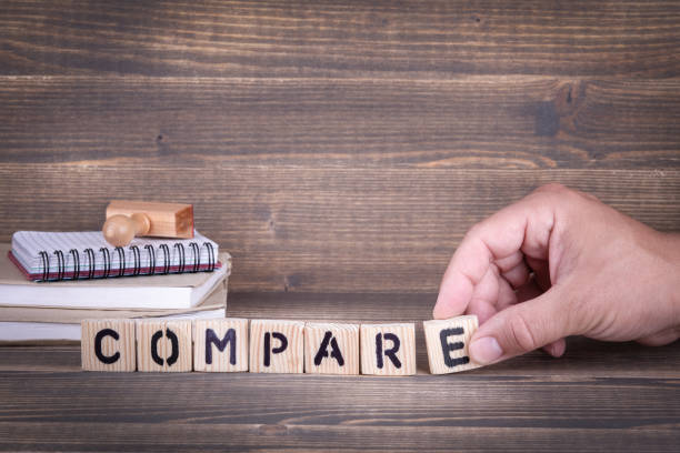 istock compare. wooden letters on the office desk 1011477022