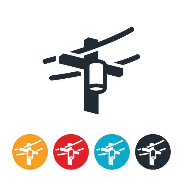 Electrical Powerline and Transformer Icon An icon of an overhead powerline and transformer. transformer electricity stock illustrations
