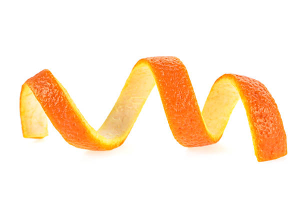 peel of orange isolated on white background. vitamin c. - vitamin a letter a food orange imagens e fotografias de stock