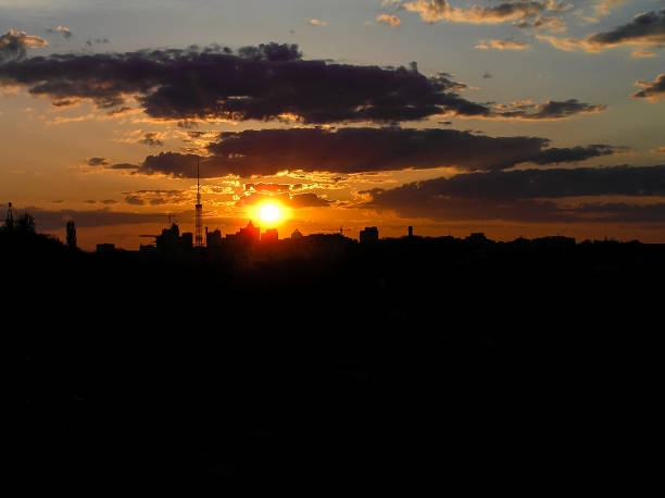 istock Autumn red sunset with a purple sky 1011505870