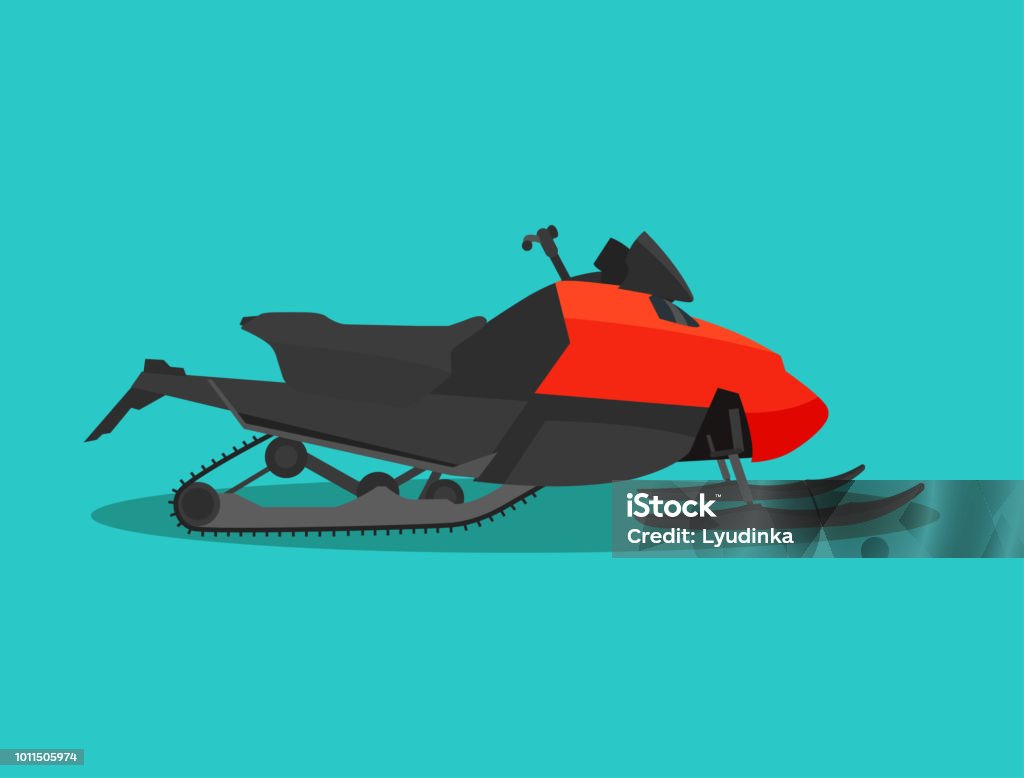 Snowmobile isolated. Vector flat style illustration Snowmobile stock vector