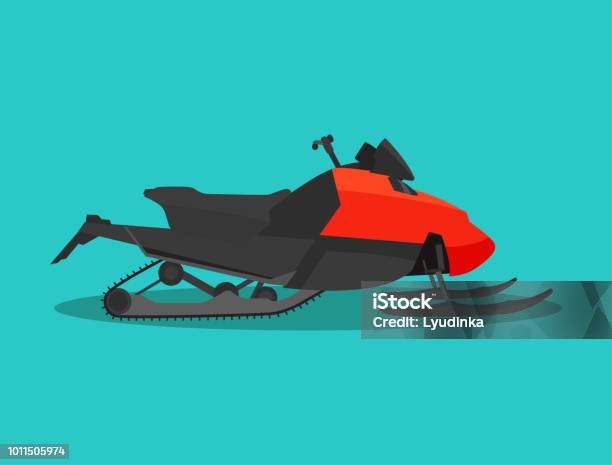 Snowmobile Isolated Vector Flat Style Illustration Stock Illustration - Download Image Now