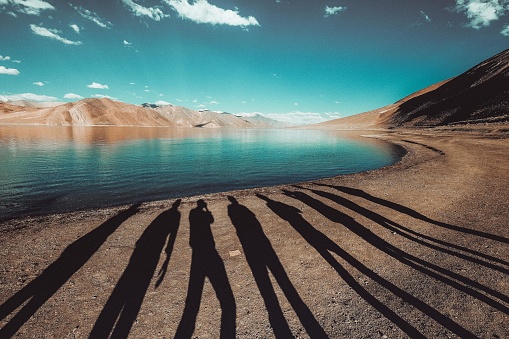 People, mountains, beautiful scenery in Ladakh, India