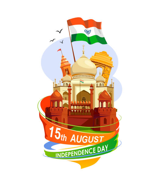 India Independence Day card isolated on white background. Cartoon India greeting card design template. India Independence Day card isolated on white background. Cartoon India greeting card design template. independence illustrations stock illustrations