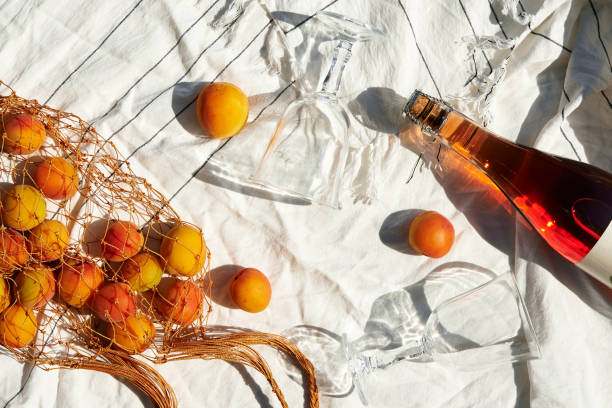fruits and bottle of wine