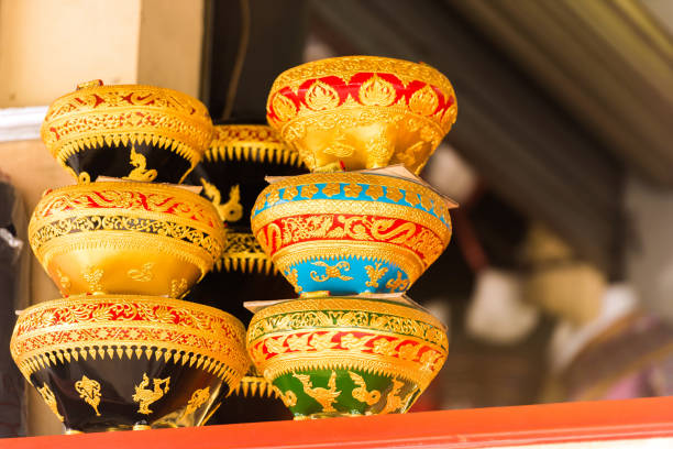 Souvenir bowls, Luang Prabang, Laos. Close-up.