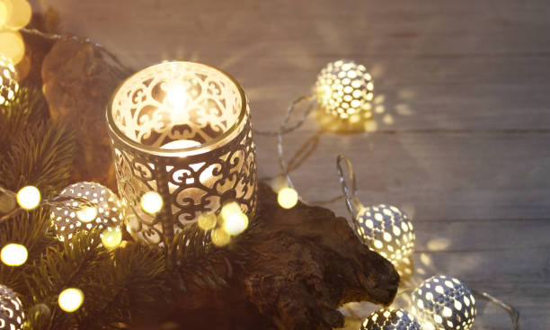 istock Cosy and soft winter background, knitted sweater and lights 1011534290