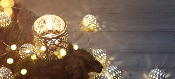 istock Cosy and soft winter background, knitted sweater and lights 1011542548