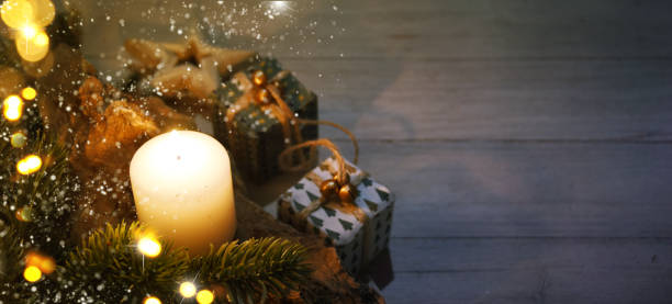 istock Cosy and soft winter background, knitted sweater and lights 1011570194