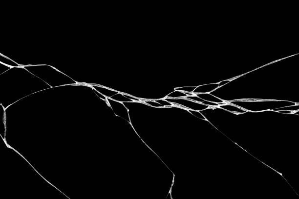 Wrinkles and cracks of smartphone screen Close-up a wrinkles and cracks of smartphone screen caused by smashed and fall bumps. black glass surface stock pictures, royalty-free photos & images