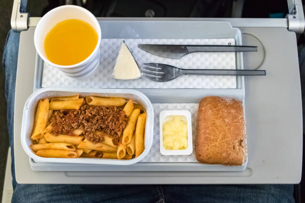 In flight meal - food flying in economy class.