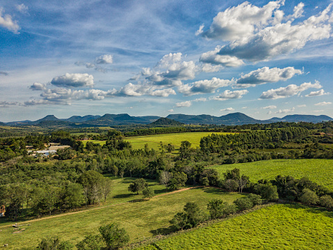 Aerial view in Paraguay overlooking the Ybytyruzu Mountains.
