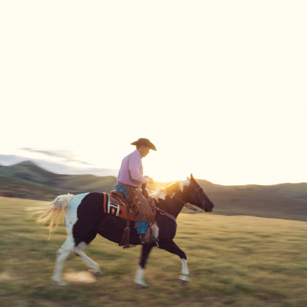 istock Cowboy ridding a horse motion blur 1011665214