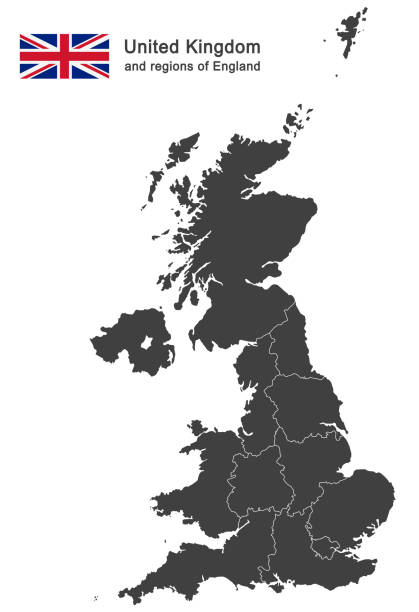 ilustrações, clipart, desenhos animados e ícones de regiões da inglaterra e reino unido - uk map regions england
