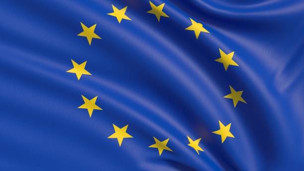 The European flag, EU Flag Waved highly detailed fabric texture european union flag photos stock pictures, royalty-free photos & images